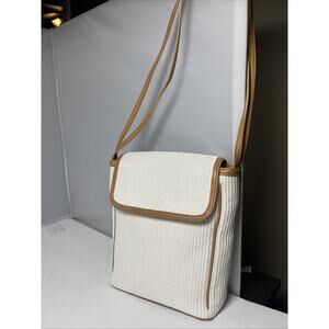 Vintage Fossil 1954 Woven Shoulder Crossbody Bag Purse White